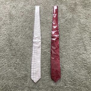 CROATA Silk Ties x2 (One White & Gray, One Red) | Luxury Croatian Brand